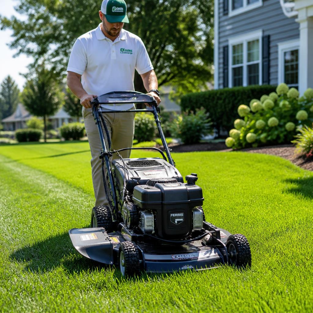 Landscaping services being performed