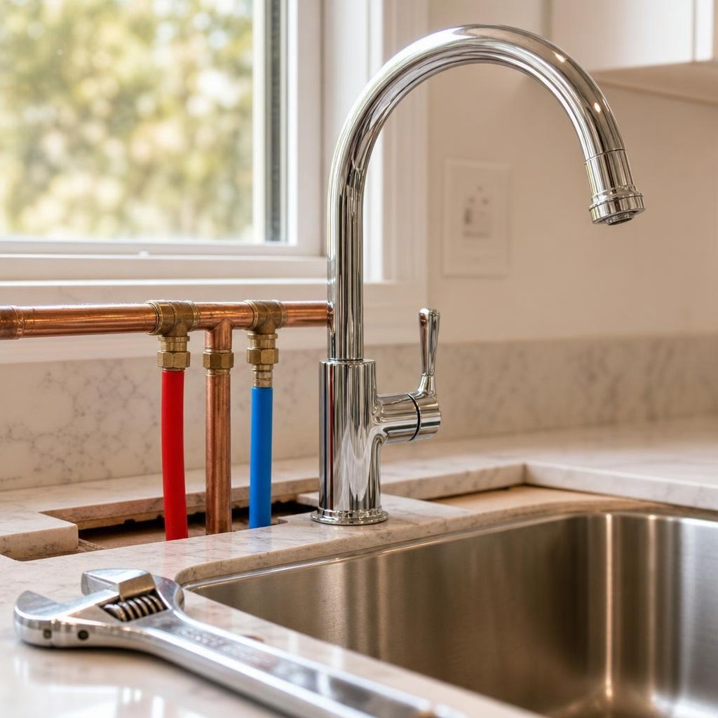 Plumbing services being performed