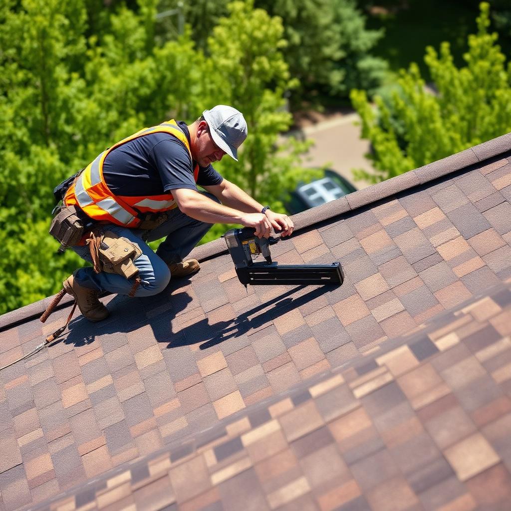 Roofing services being performed